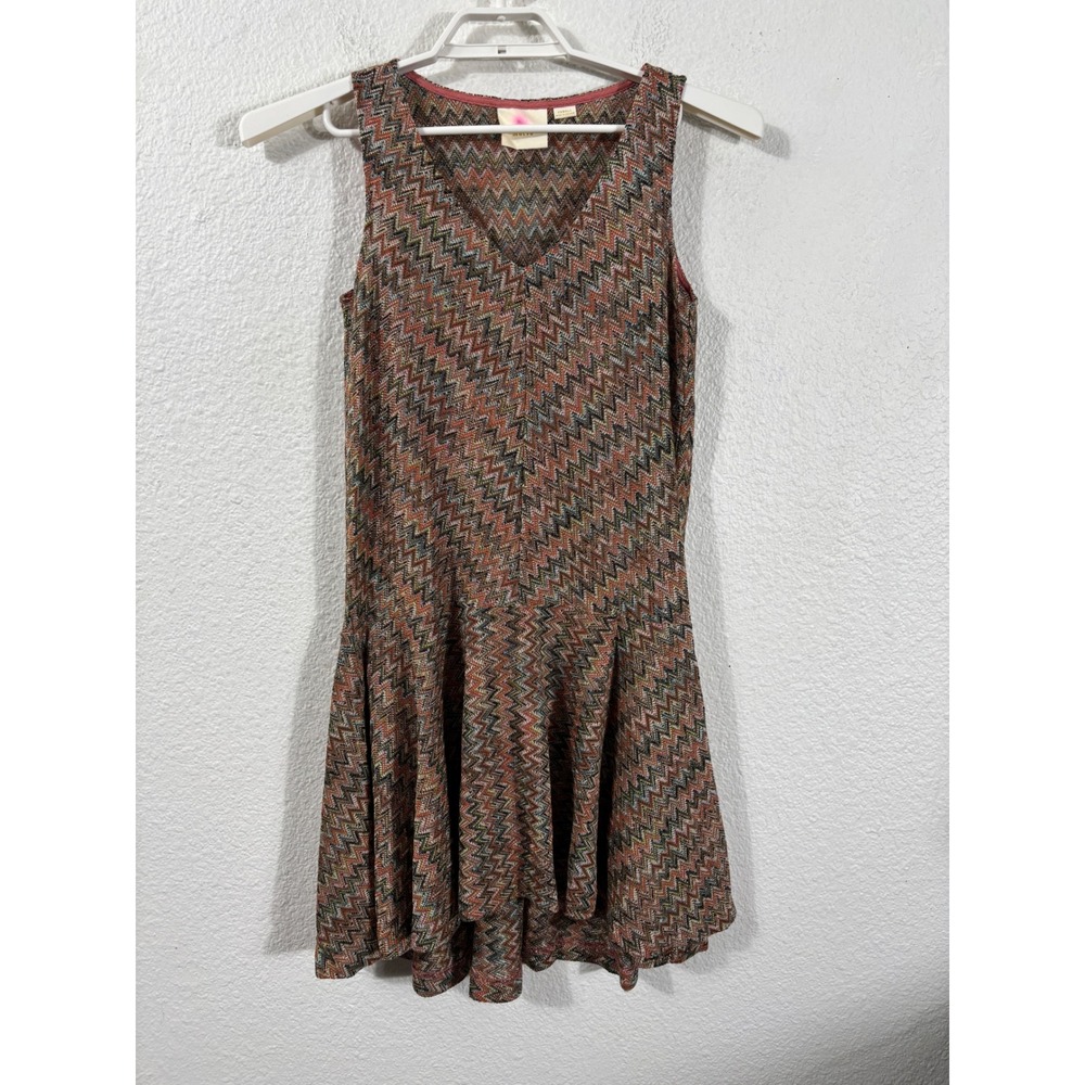 Maeve Dress Women XS Multicolor Lined‎ Chevron Knit Sleeveless Drop Waist